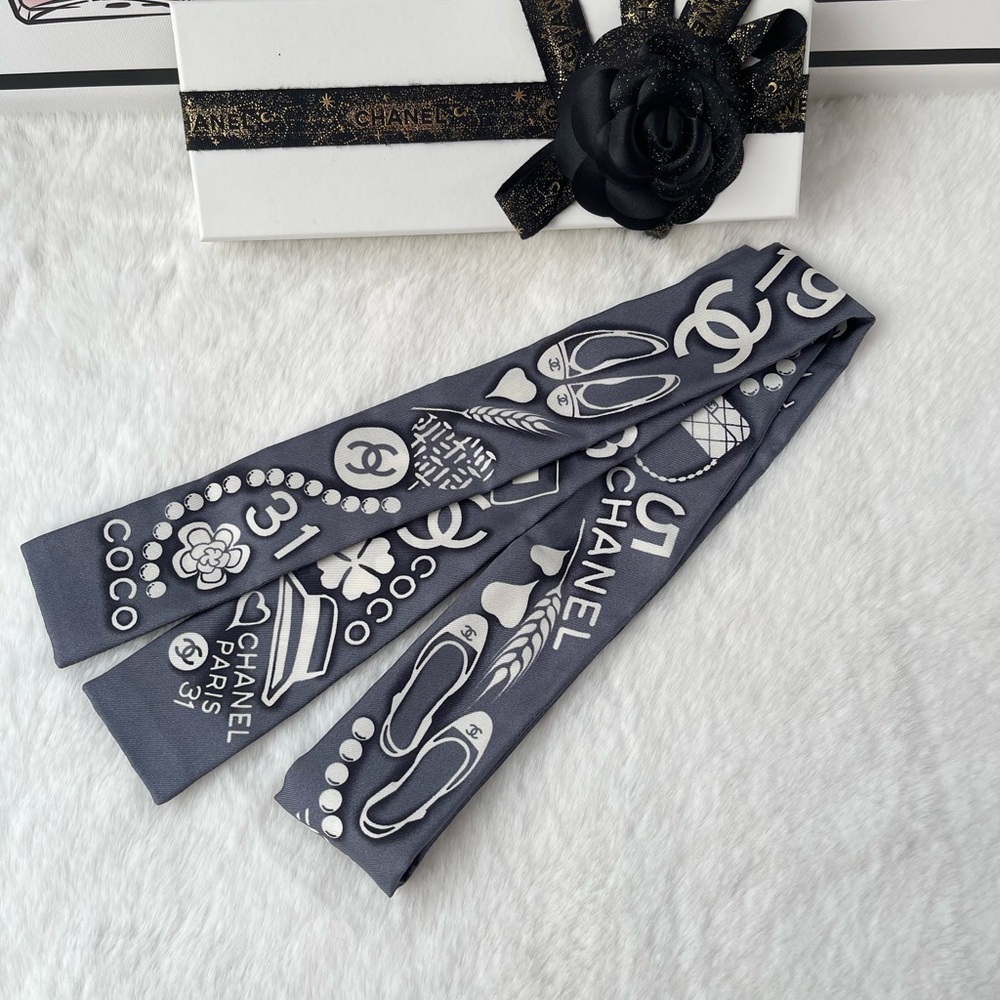 Chanel Silk CC Slim Bandeau Scarf